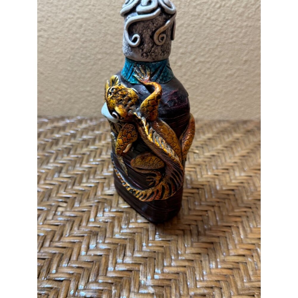 Flask Handcrafted Costa Rican Decorative Bottle Flask With Iguana Design - Picture 2 of 6